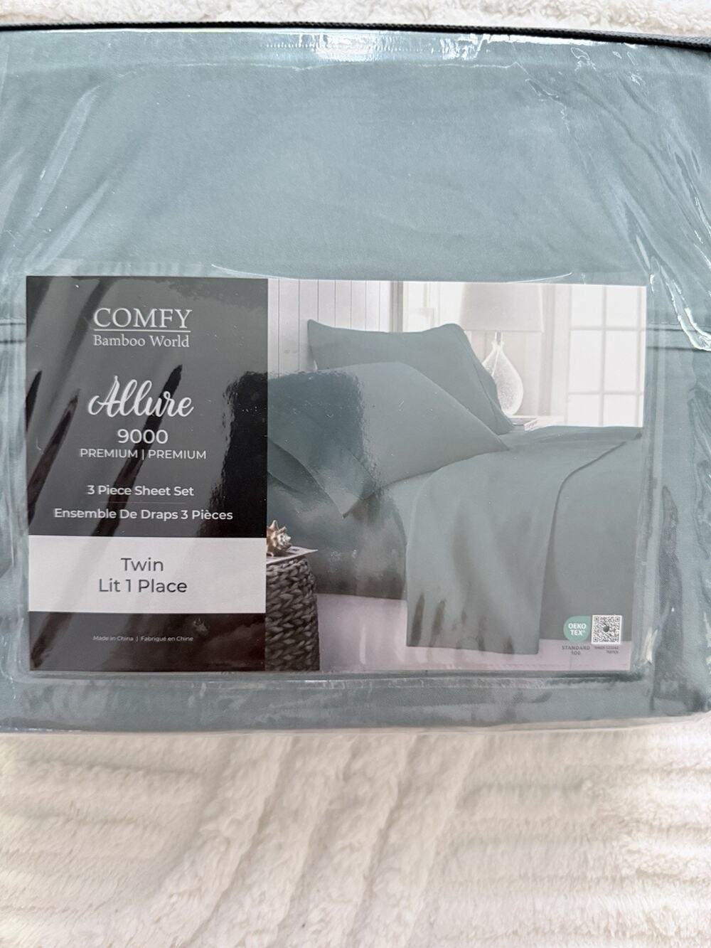 Comfy Bamboo World Allure 9000 Premium Twin Sheets in Green/blue New
